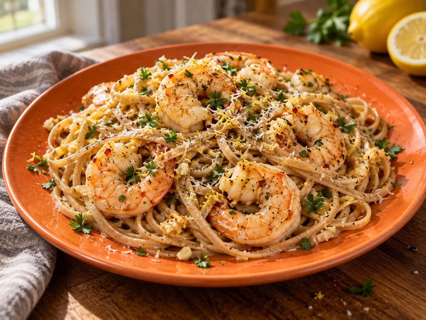 Lemon Garlic Shrimp Protein Pasta