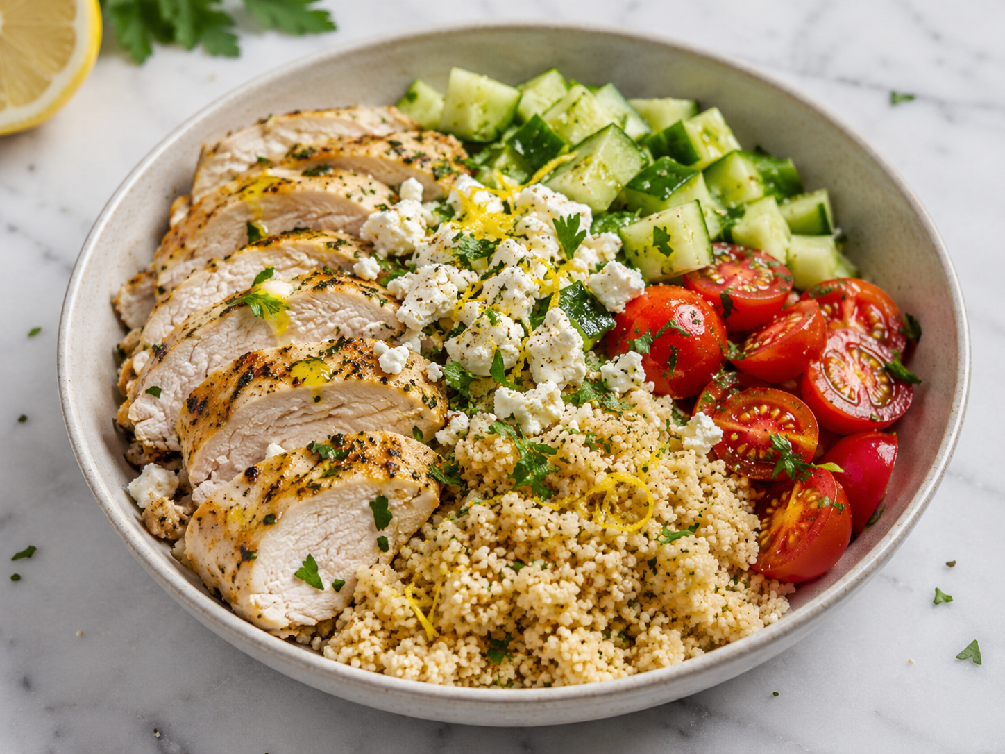Lemon Herb Chicken Couscous Bowls