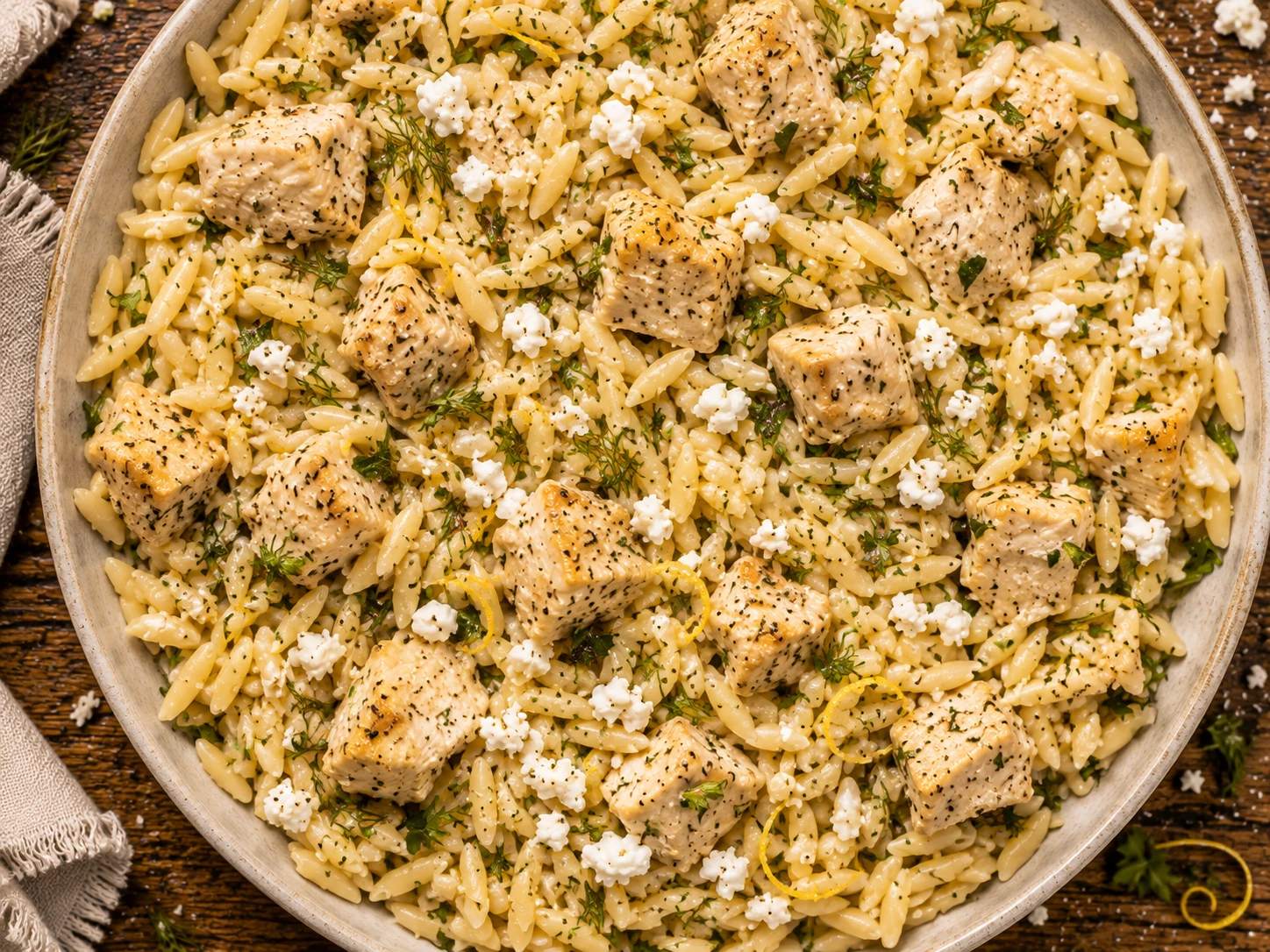 Lemon Herb Chicken Orzo aerial view