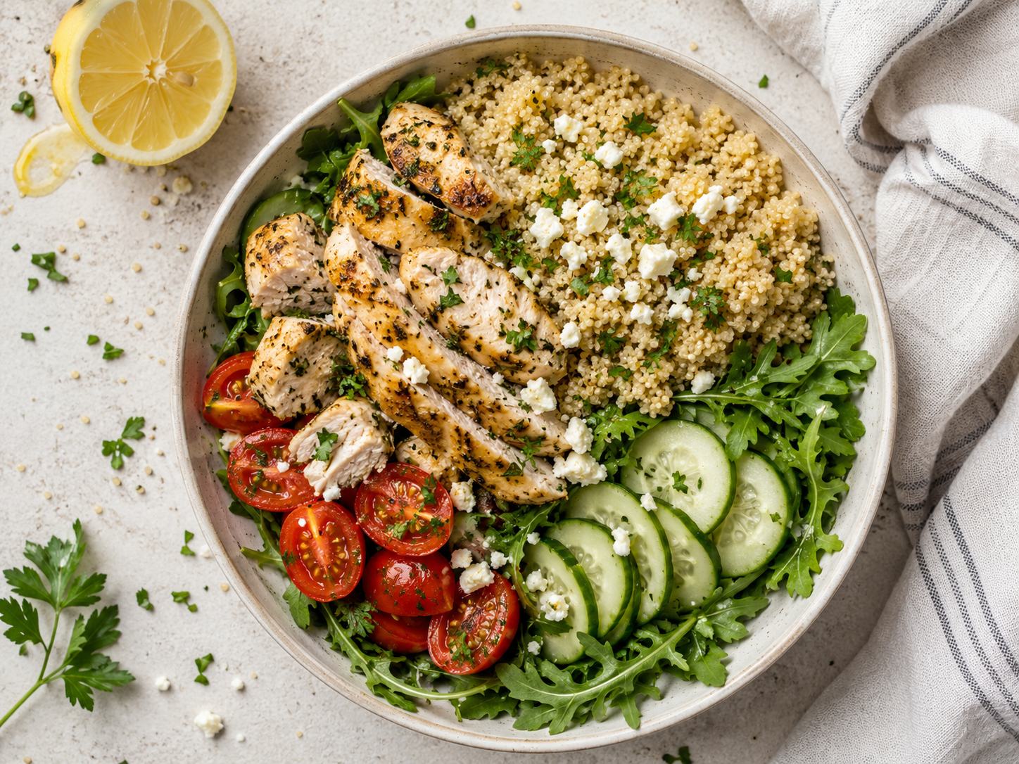 Lemon Herb Chicken Quinoa Bowl