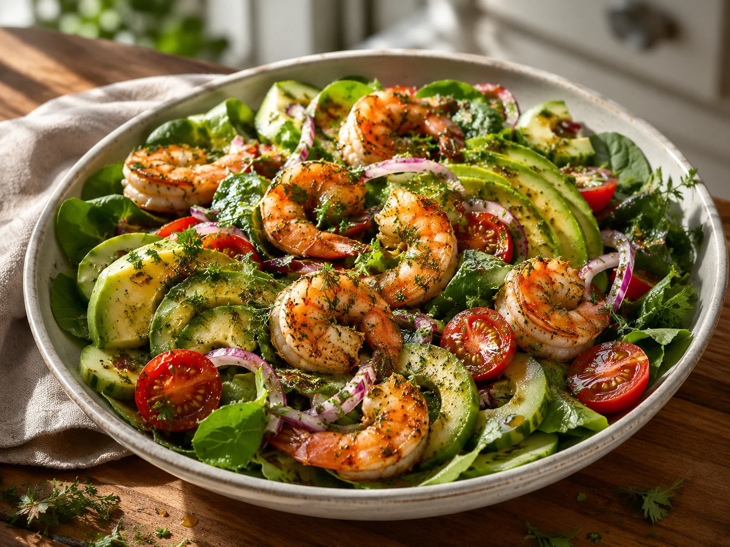 Lemon Herb Shrimp Avocado Salad