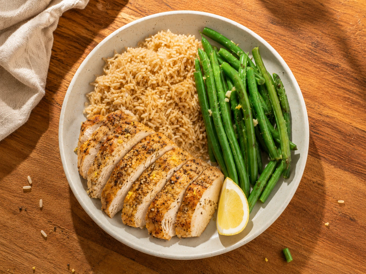 Lemon Pepper Chicken Green Bean Meal Prep aerial view