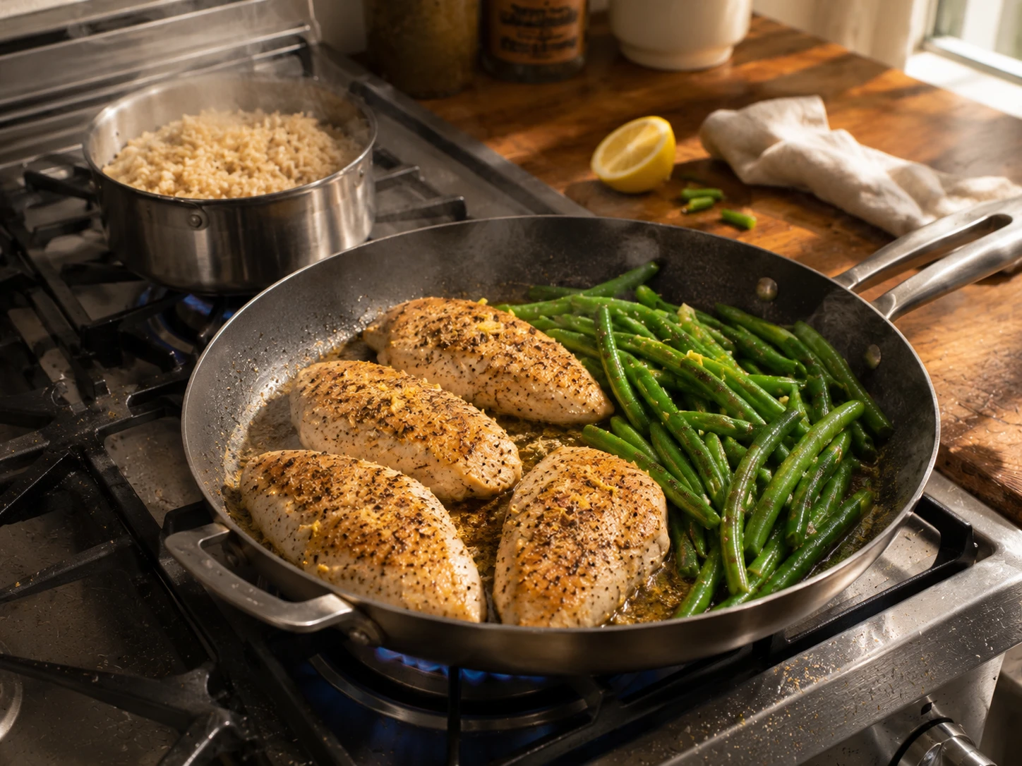 Lemon Pepper Chicken Green Bean Meal Prep preparation