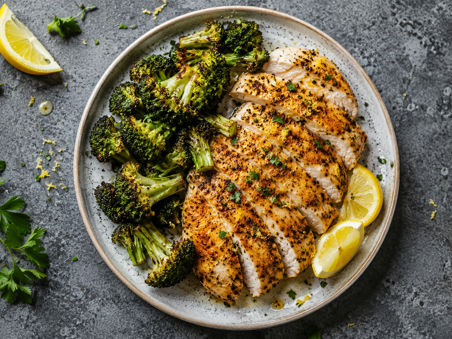 Lemon Pepper Chicken with Roasted Broccoli