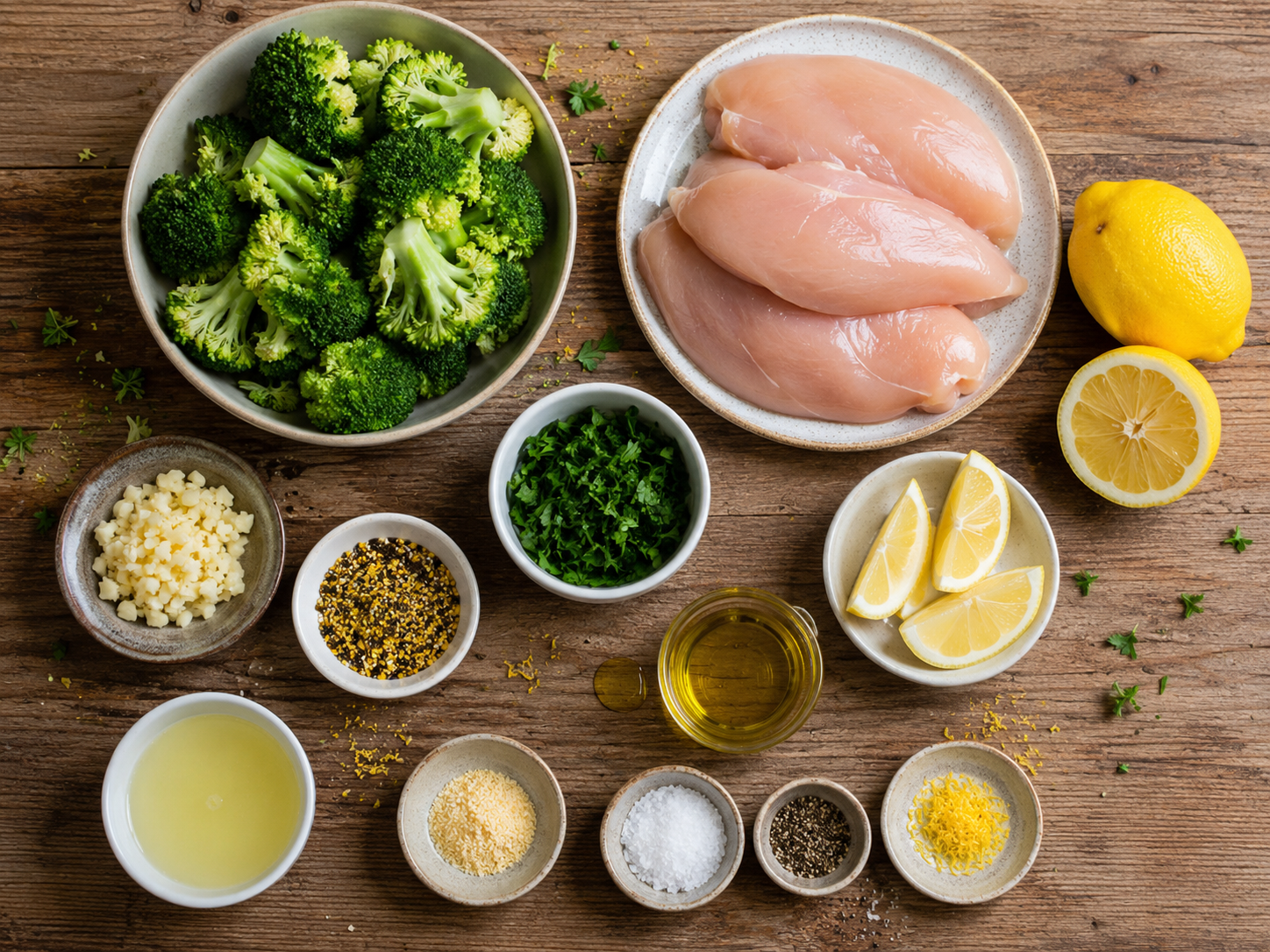 Lemon Pepper Chicken with Roasted Broccoli preparation