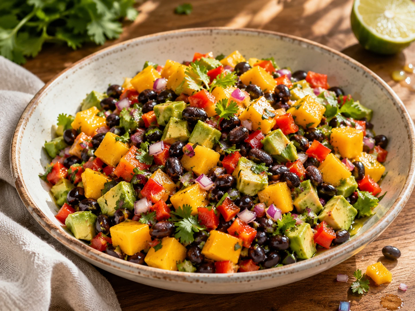 Mango Avocado Black Bean Salad aerial view