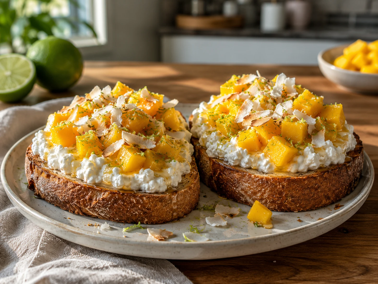 Mango Lime Coconut Cottage Cheese Toast