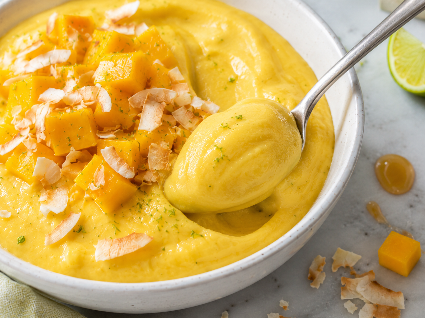 Mango Lime Smoothie Bowl close up