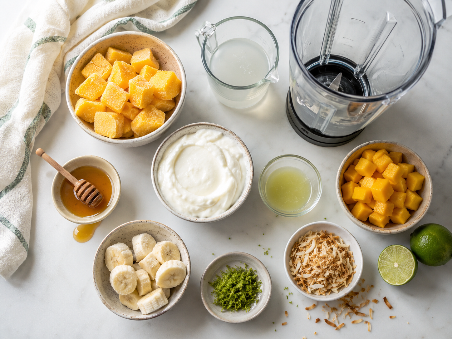 Mango Lime Smoothie Bowl preparation