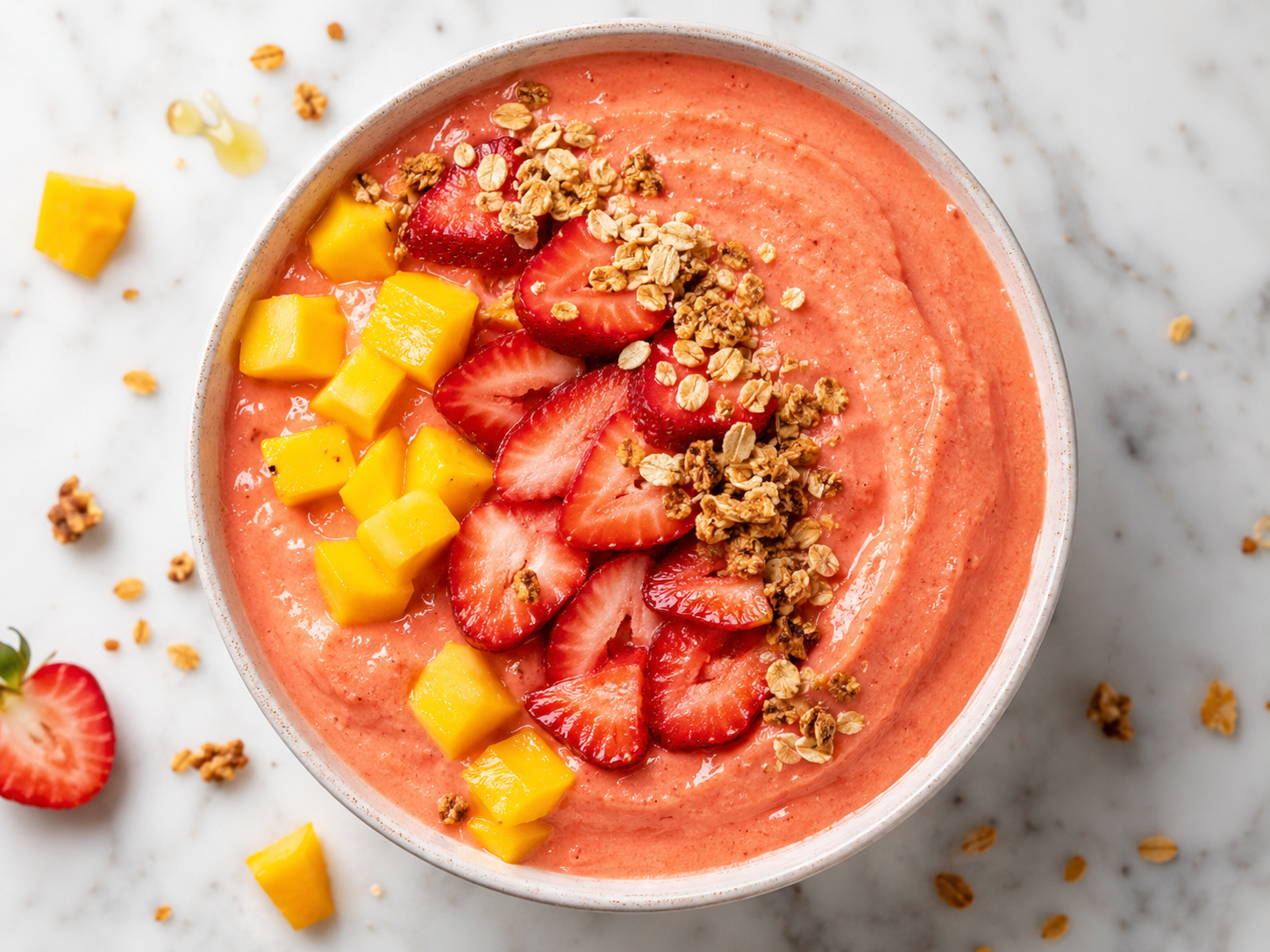 Mango Strawberry Protein Smoothie Bowl