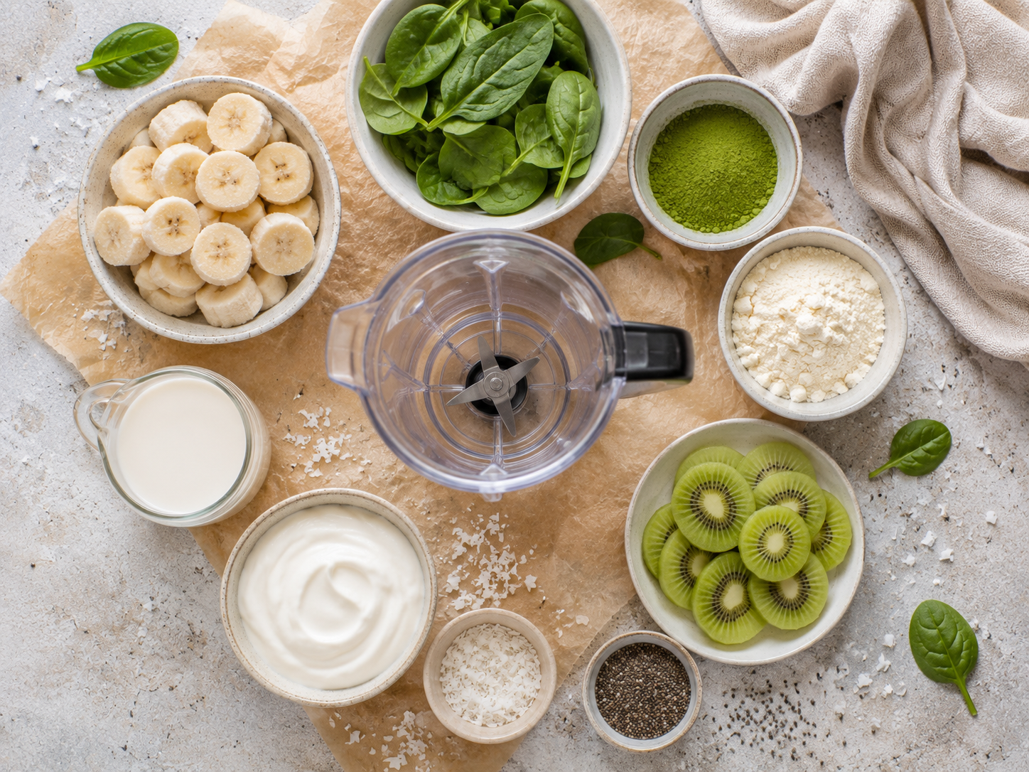 Matcha Green Protein Smoothie Bowl preparation