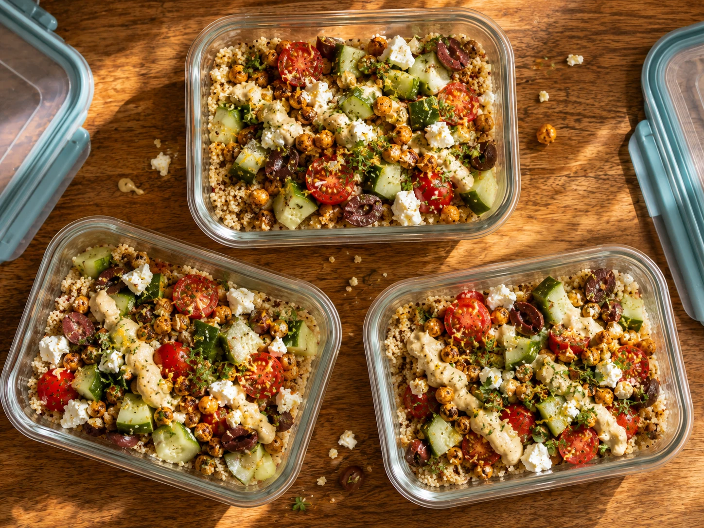 Mediterranean Chickpea Quinoa Boxes aerial view