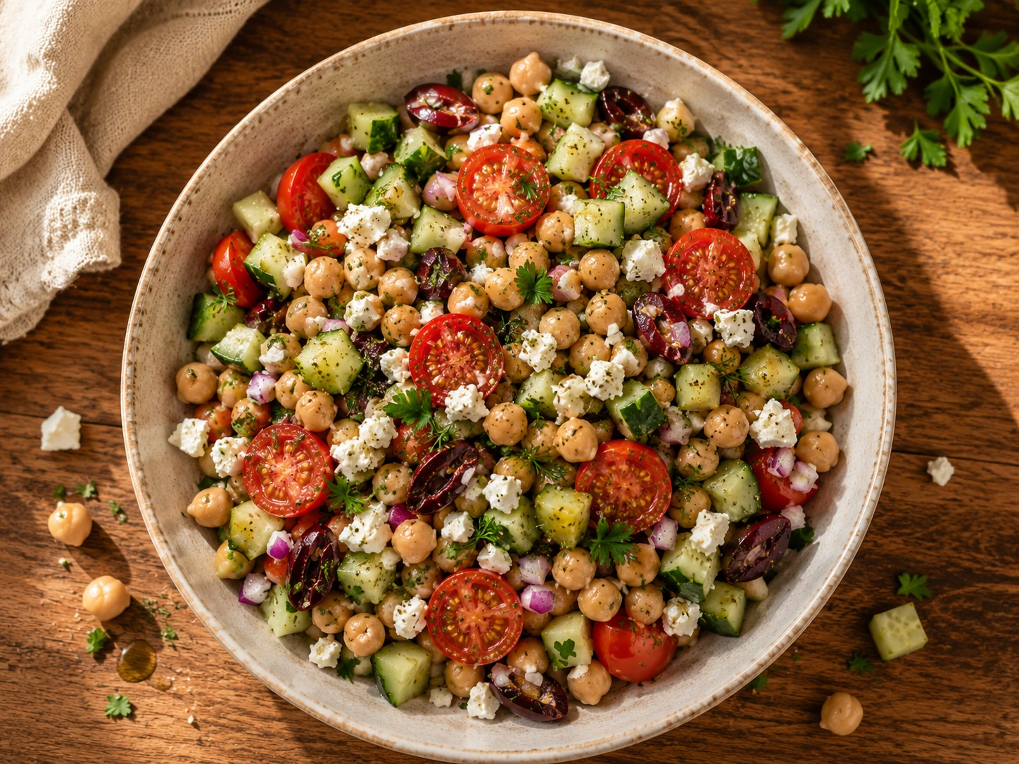 Mediterranean Chickpea Salad aerial view