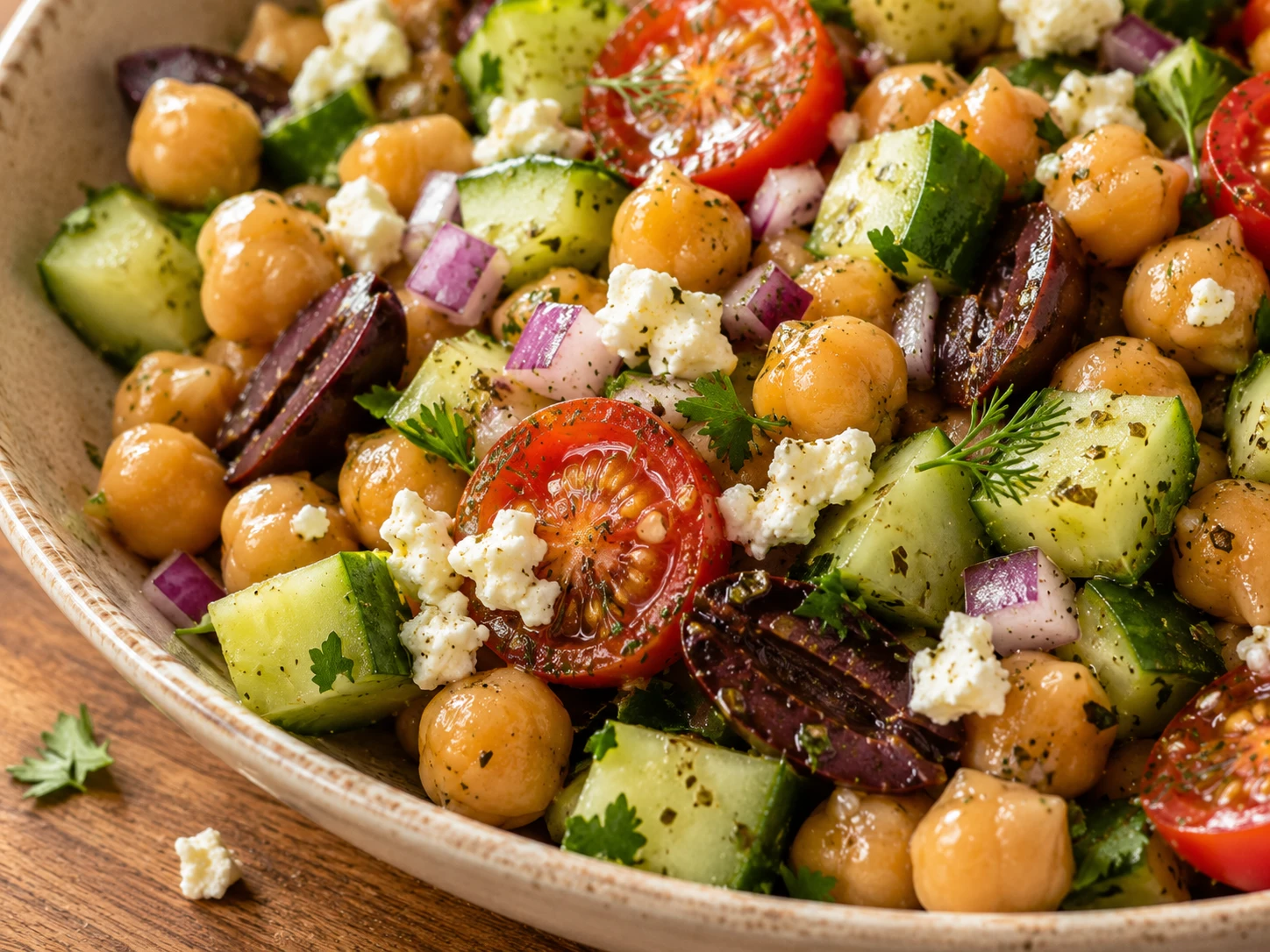 Mediterranean Chickpea Salad close up