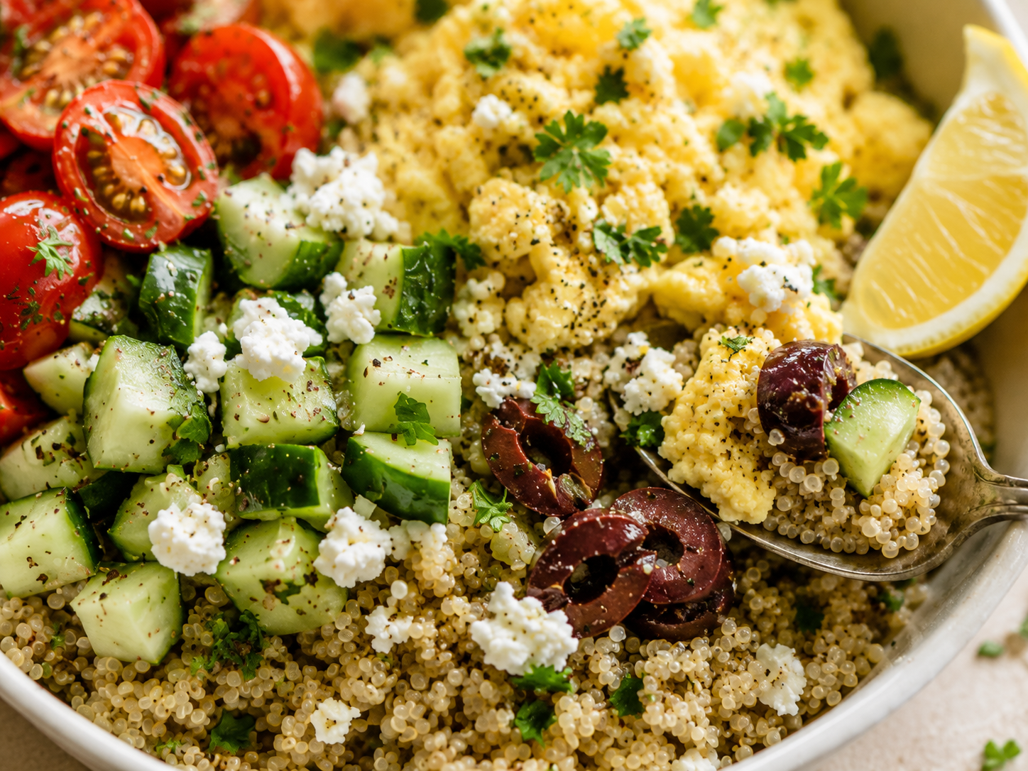 Mediterranean Egg Breakfast Bowl close up