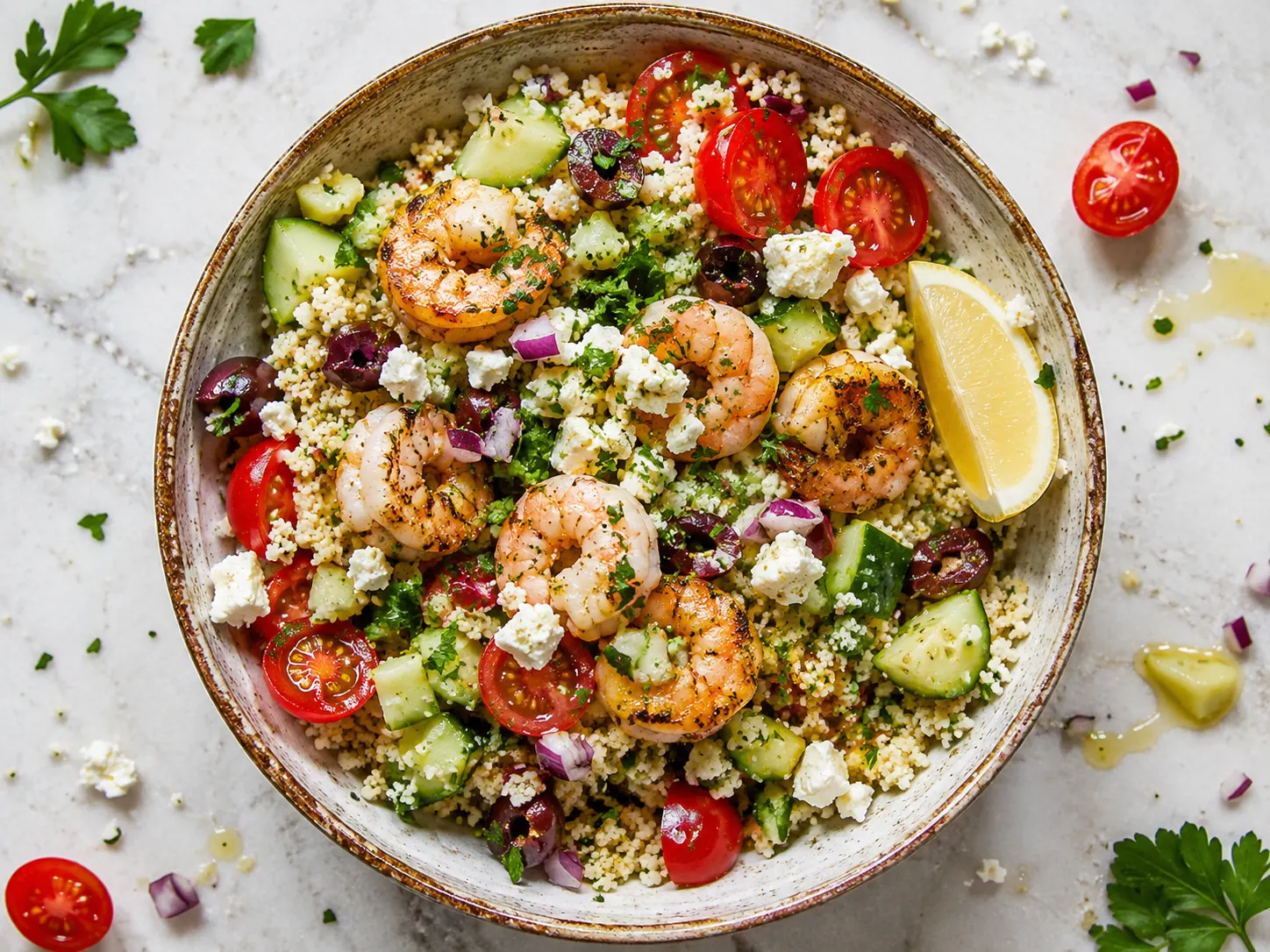 Mediterranean Shrimp Couscous Bowls