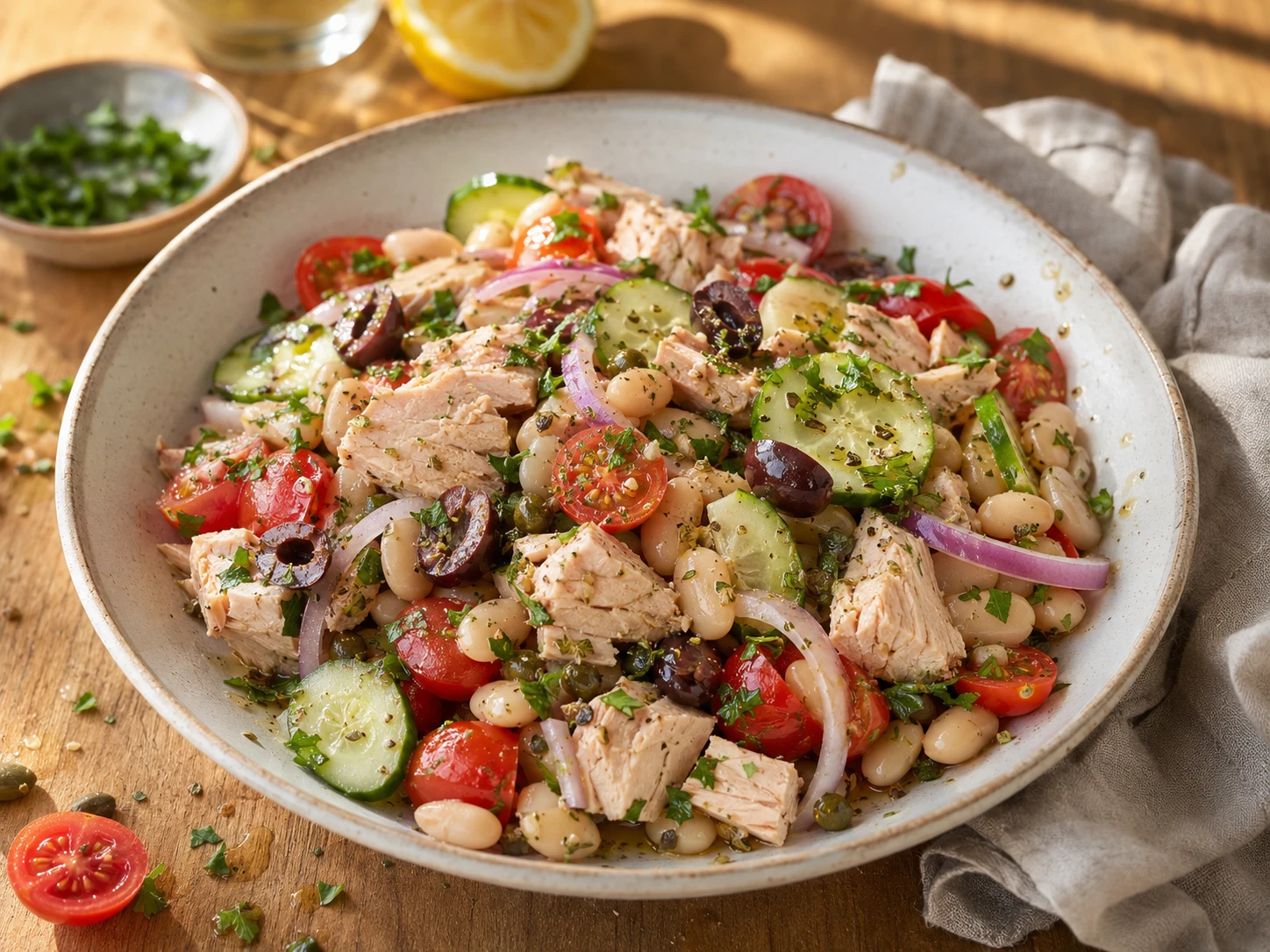 Mediterranean Tuna White Bean Salad