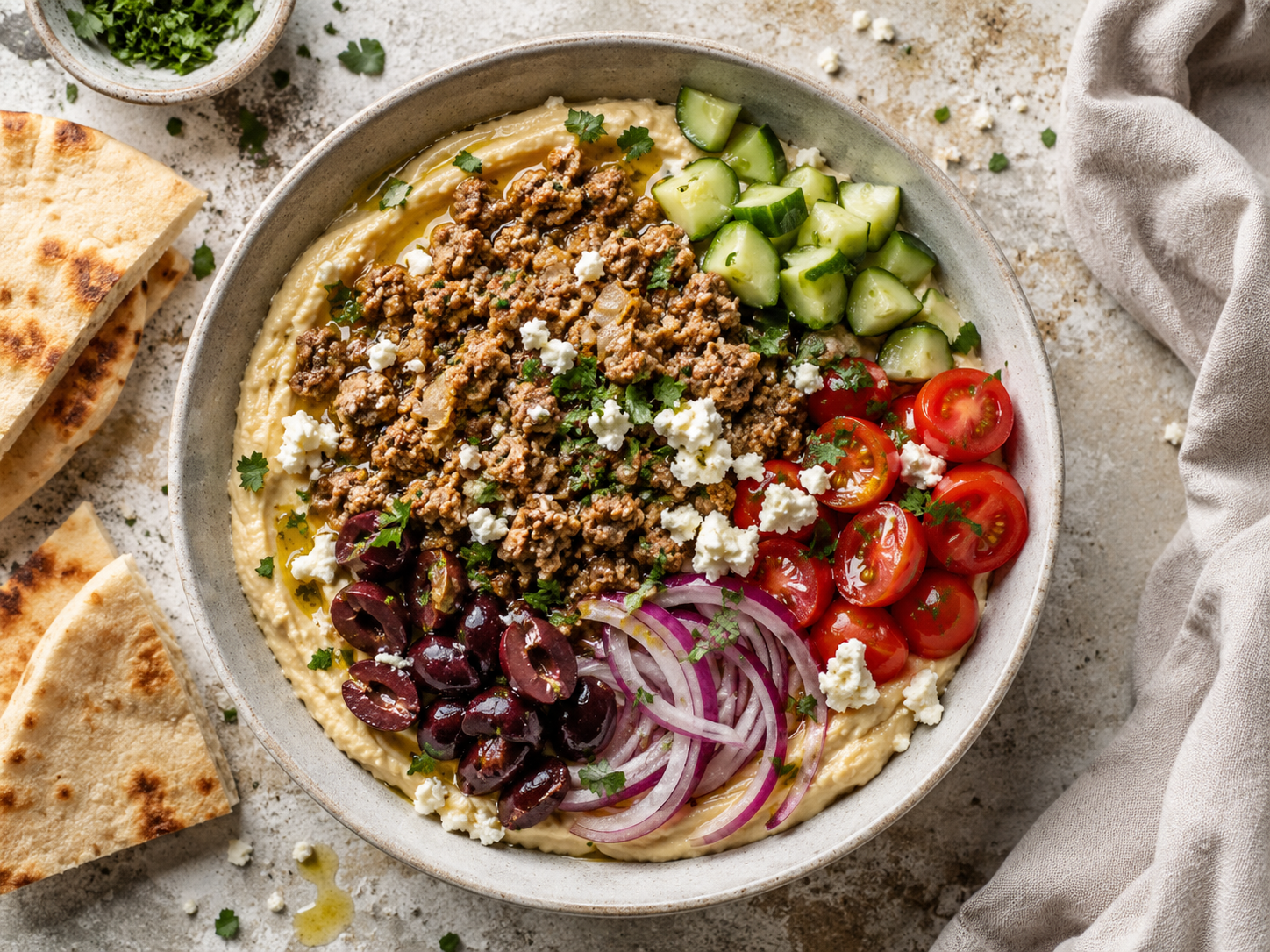 Mediterranean Turkey Hummus Bowl