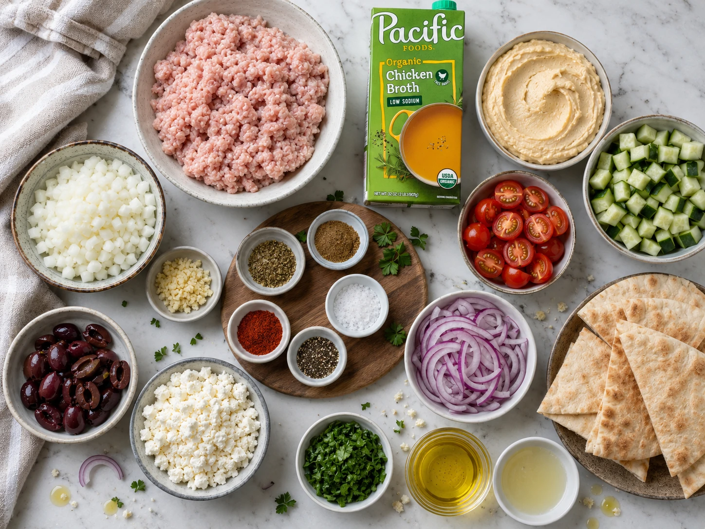 Mediterranean Turkey Hummus Bowl preparation