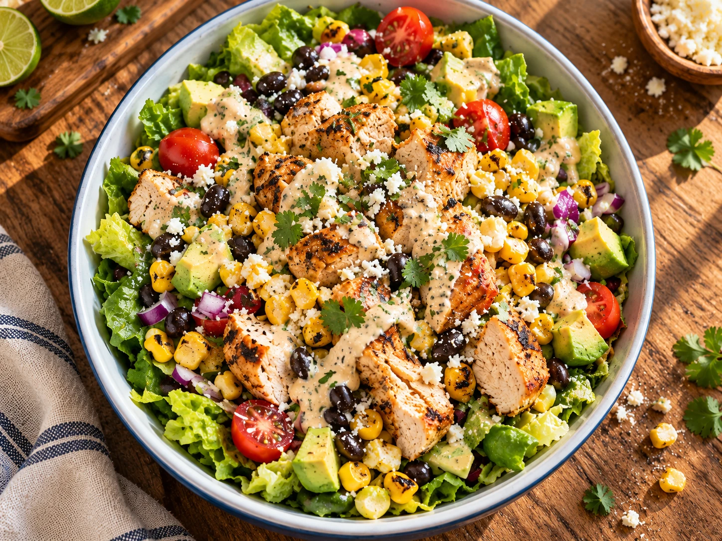 Mexican Street Corn Chicken Salad aerial view