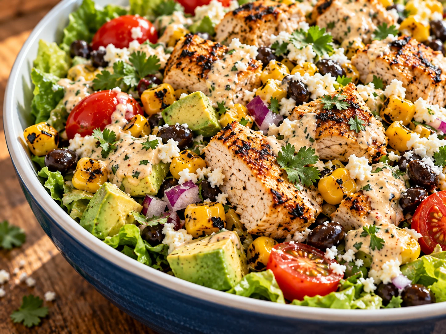 Mexican Street Corn Chicken Salad close up