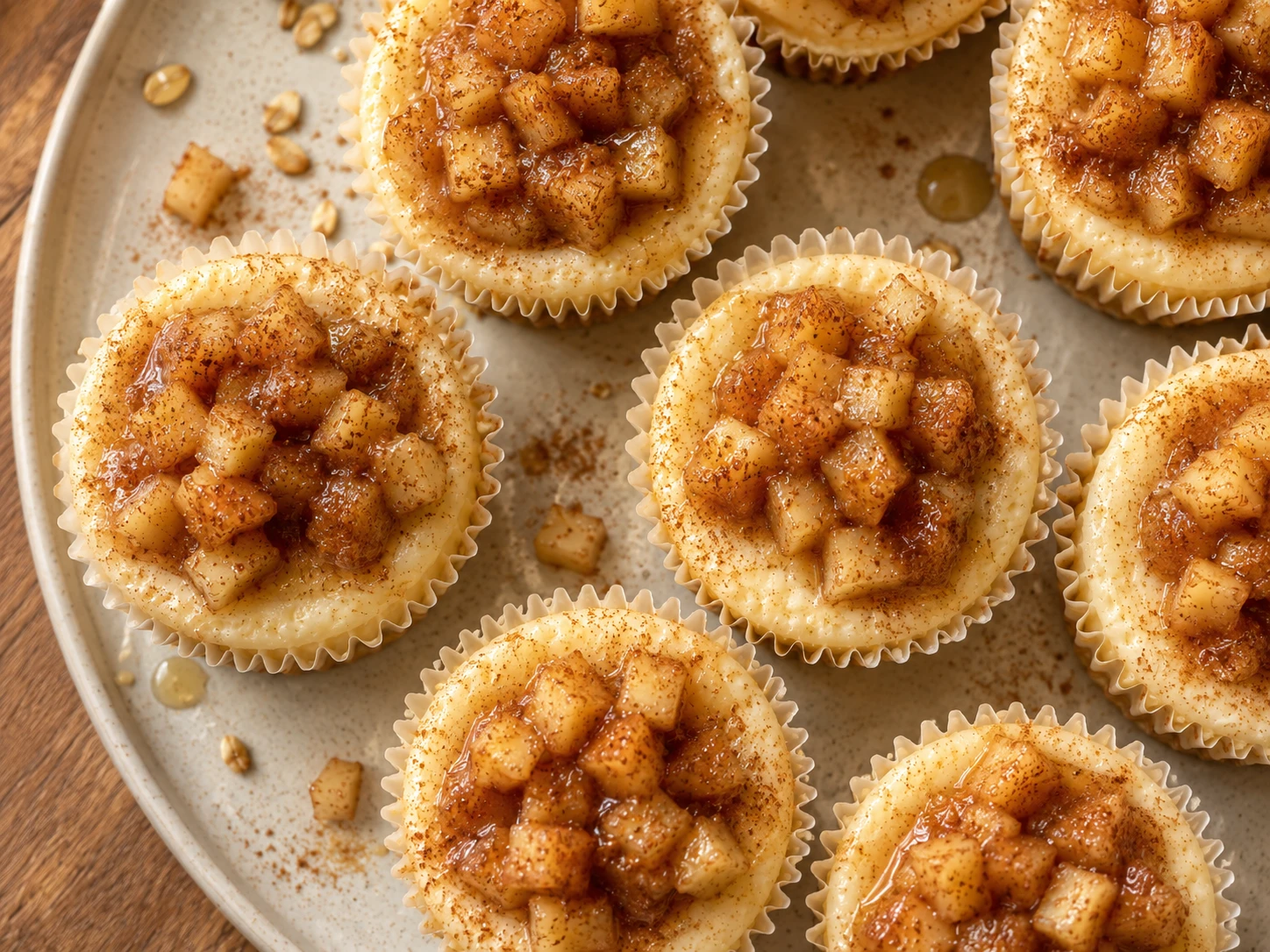 Mini Apple Cinnamon Cheesecake Cups aerial view