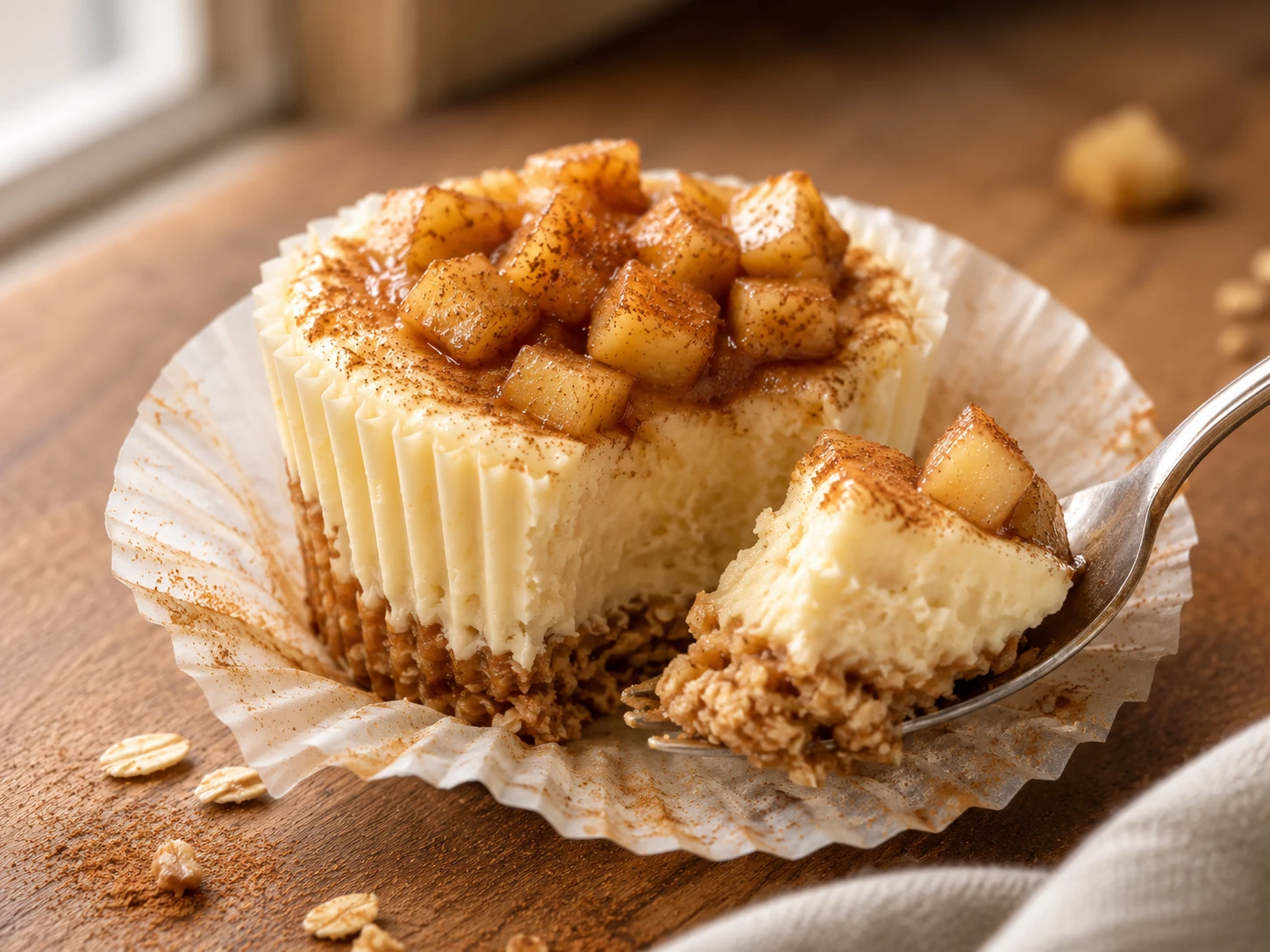 Mini Apple Cinnamon Cheesecake Cups close up