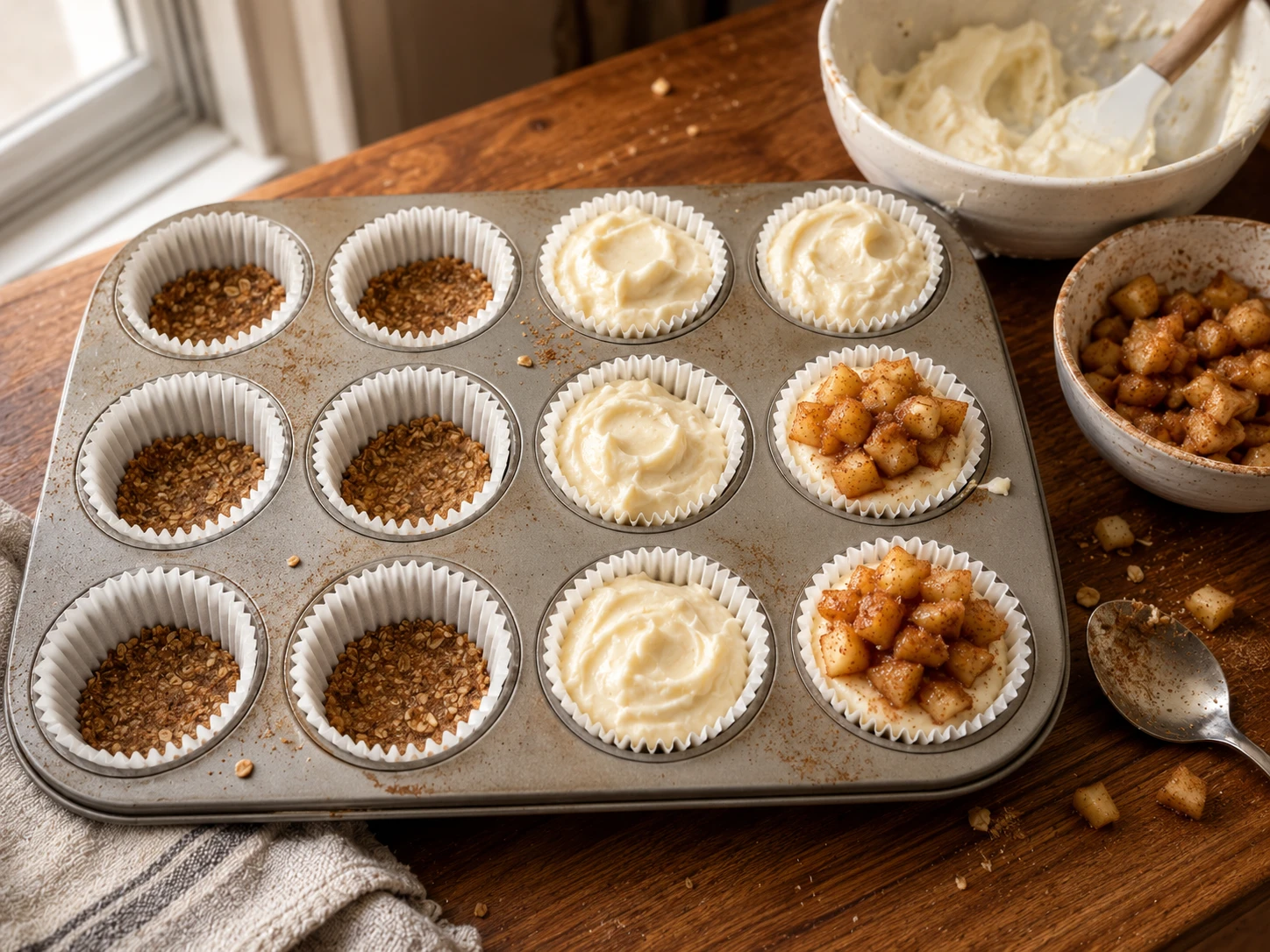 Mini Apple Cinnamon Cheesecake Cups preparation
