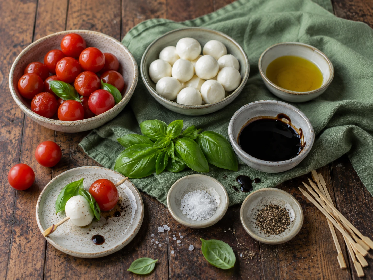 Mini Caprese Skewers preparation