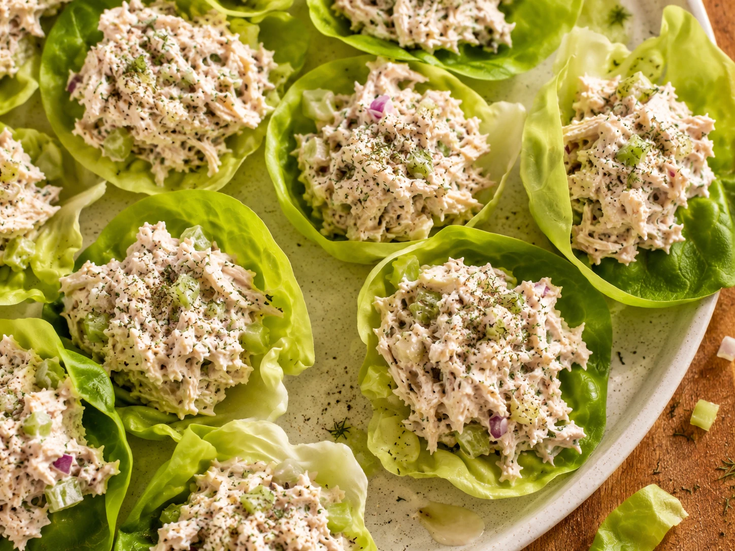 Mini Chicken Salad Lettuce Cups aerial view