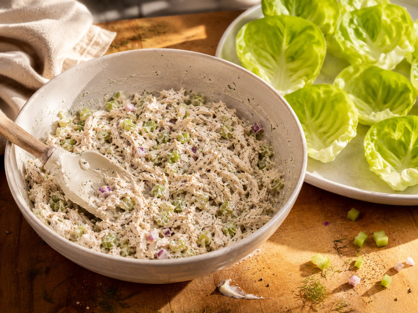 Mini Chicken Salad Lettuce Cups preparation