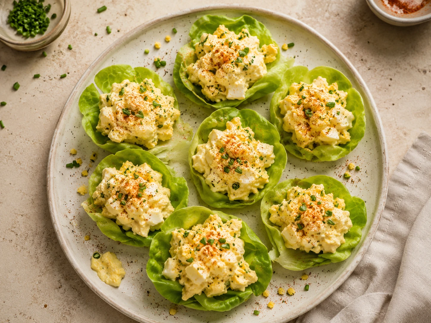 Mini Egg Salad Lettuce Cups