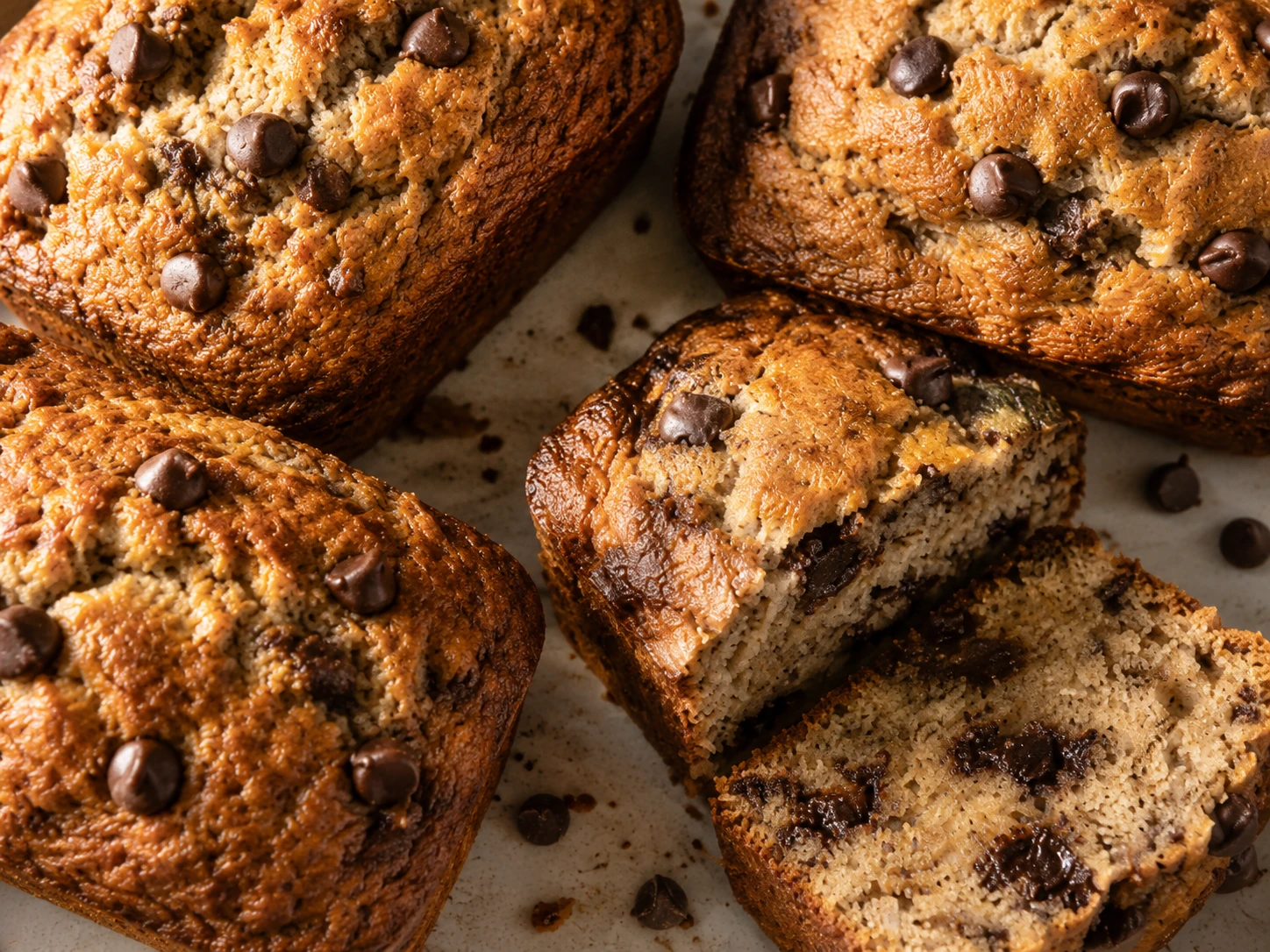 Mini Protein Banana Bread Loaves aerial view