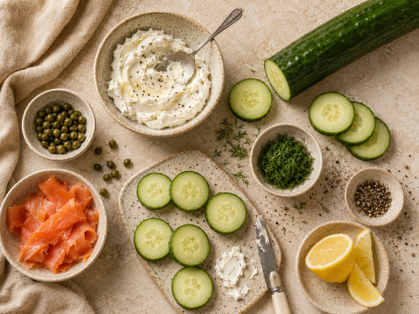 Mini Salmon Cucumber Bites preparation