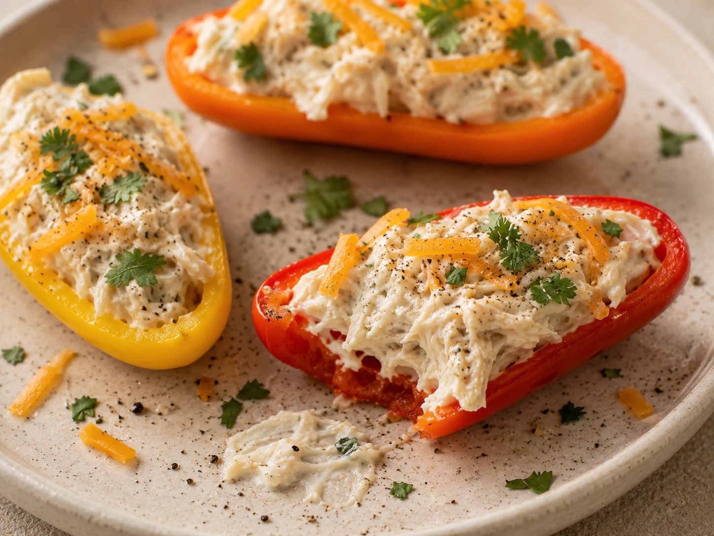 Mini Sweet Pepper Chicken Boats close up