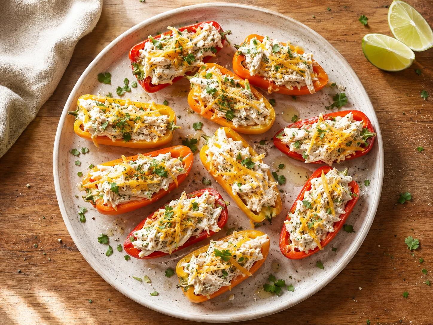 Mini Sweet Pepper Chicken Boats preparation