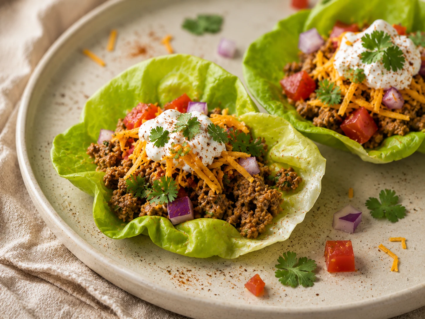 Mini Taco Lettuce Cups close up