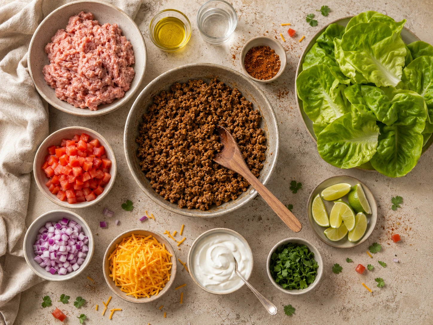 Mini Taco Lettuce Cups preparation