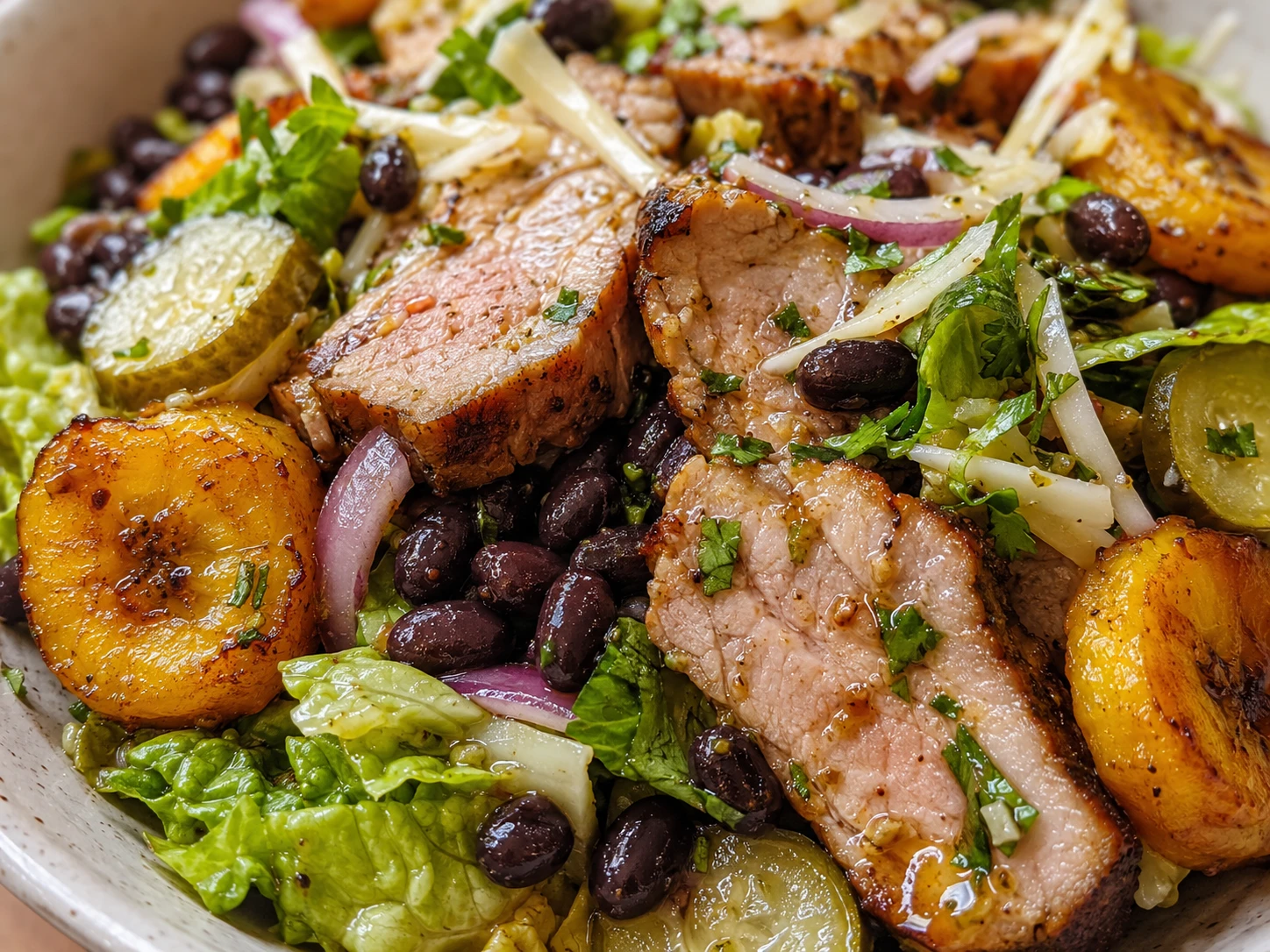 Mojo Pork Cuban Salad close up