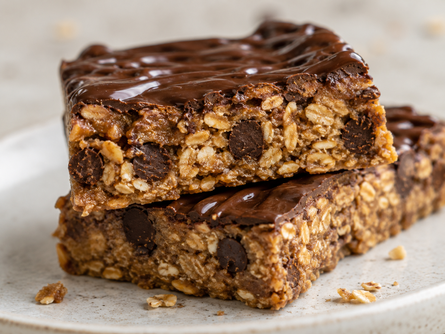 No Bake Chocolate Peanut Butter Protein Bars close up
