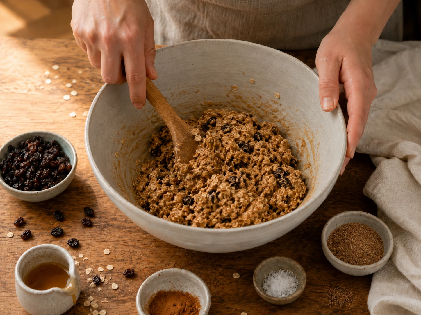 No Bake Oatmeal Raisin Energy Balls aerial view
