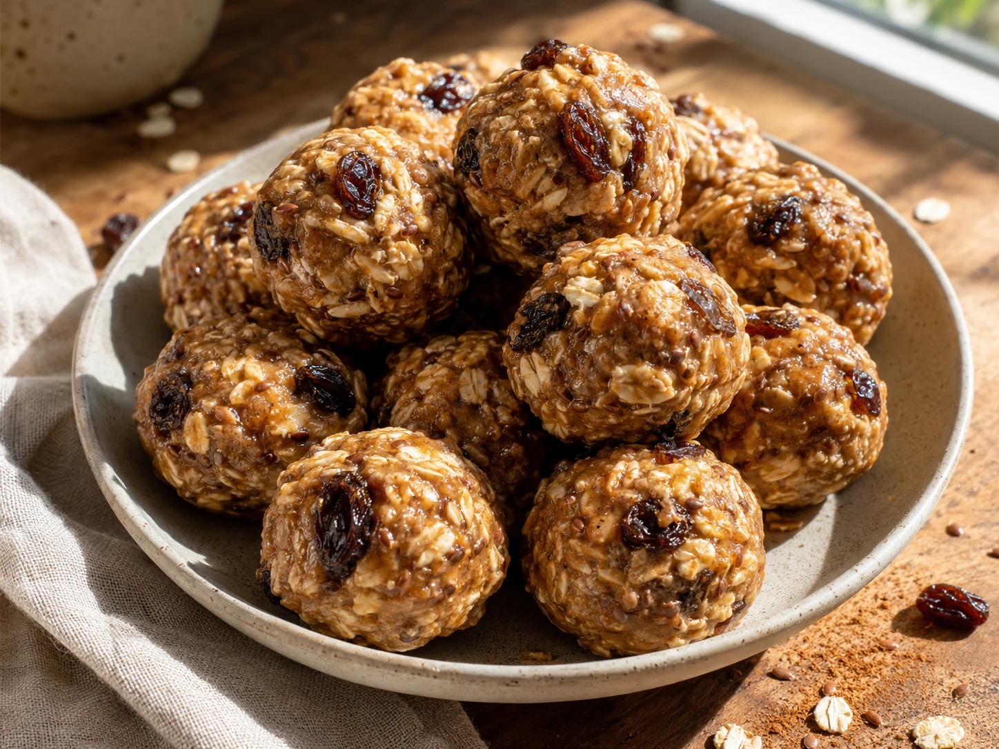 No Bake Oatmeal Raisin Energy Balls