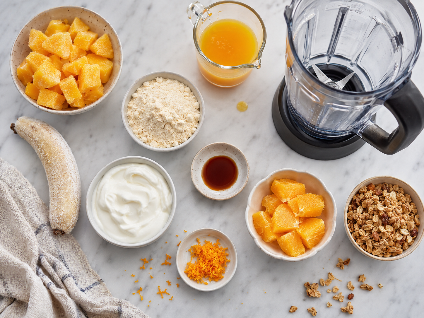 Orange Creamsicle Protein Smoothie Bowl preparation