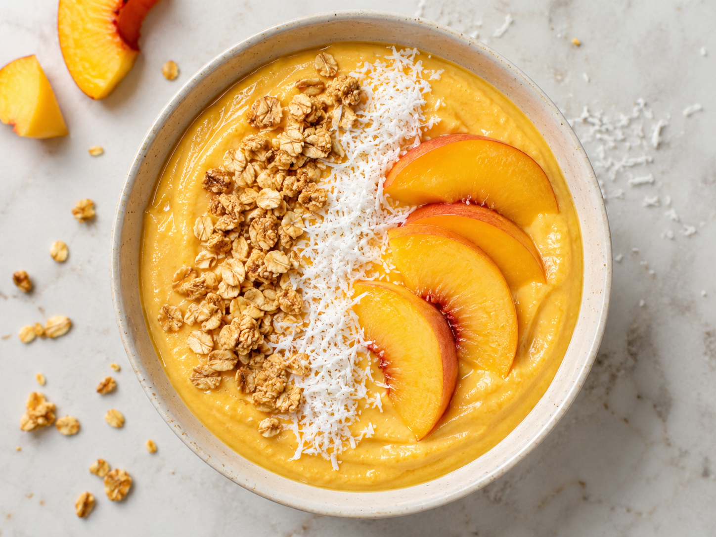 Peach Mango Greek Yogurt Smoothie Bowl