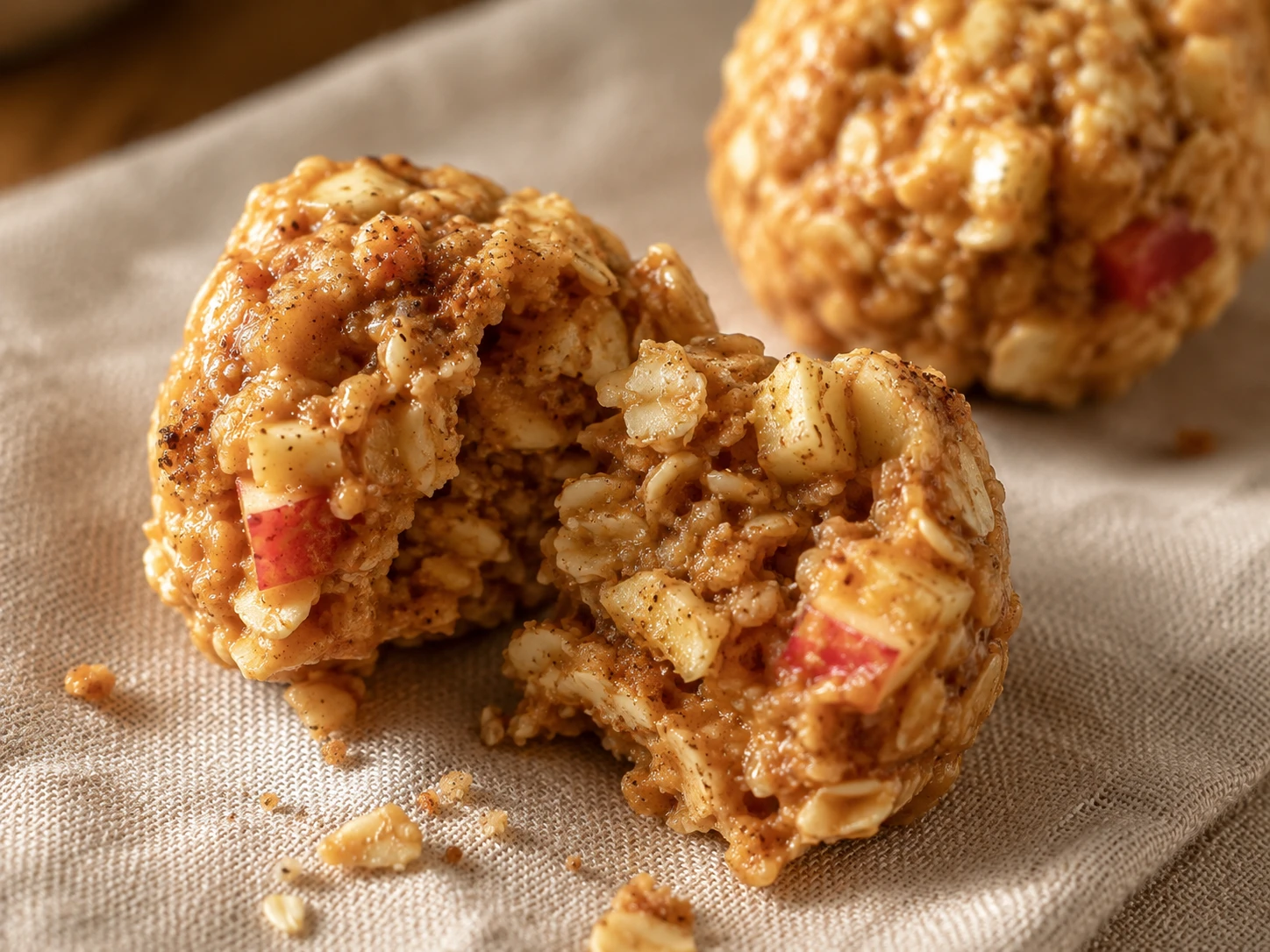 Peanut Butter Apple Oat Bites close up