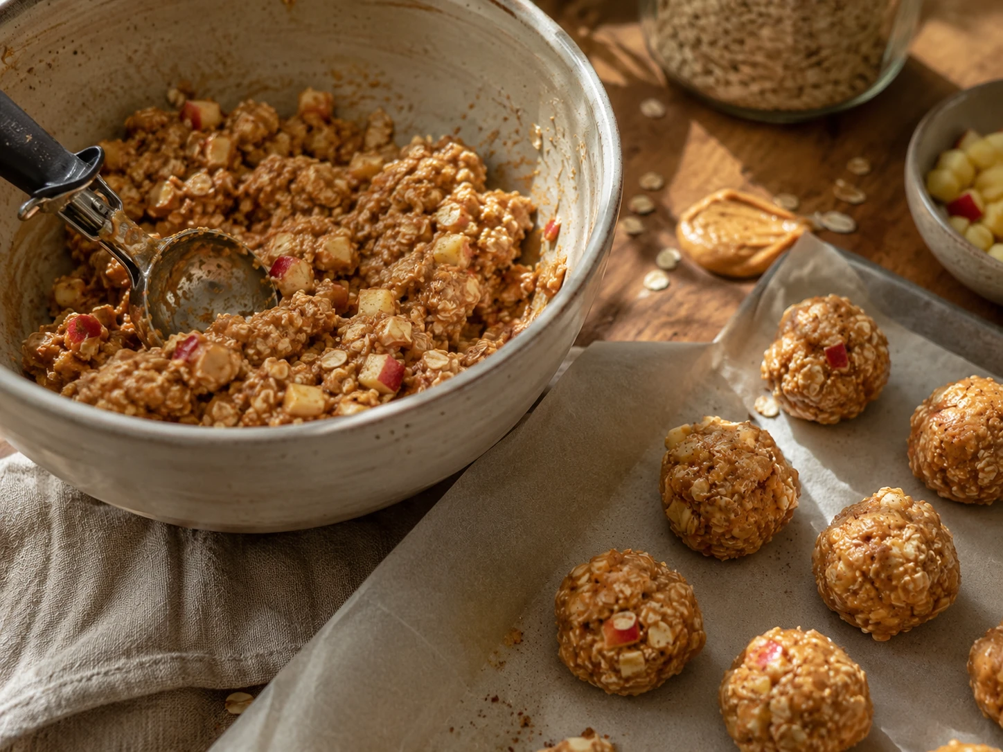 Peanut Butter Apple Oat Bites preparation