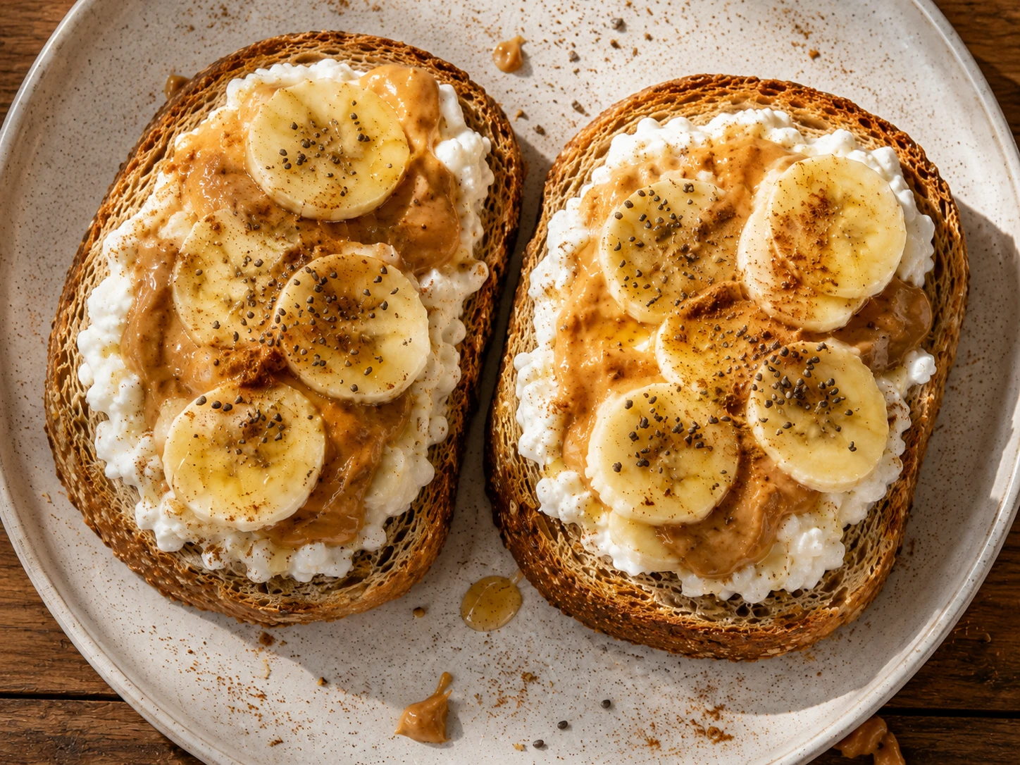 Peanut Butter Banana Cottage Cheese Toast preparation