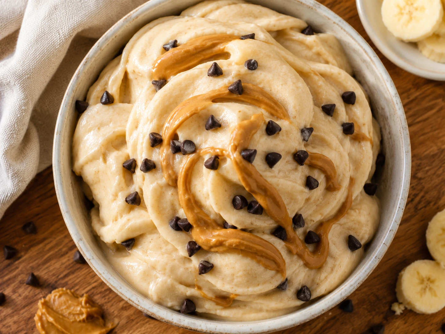 Peanut Butter Banana Nice Cream aerial view
