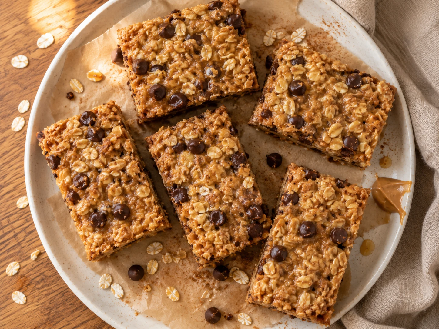 Peanut Butter Banana Oat Bars aerial view