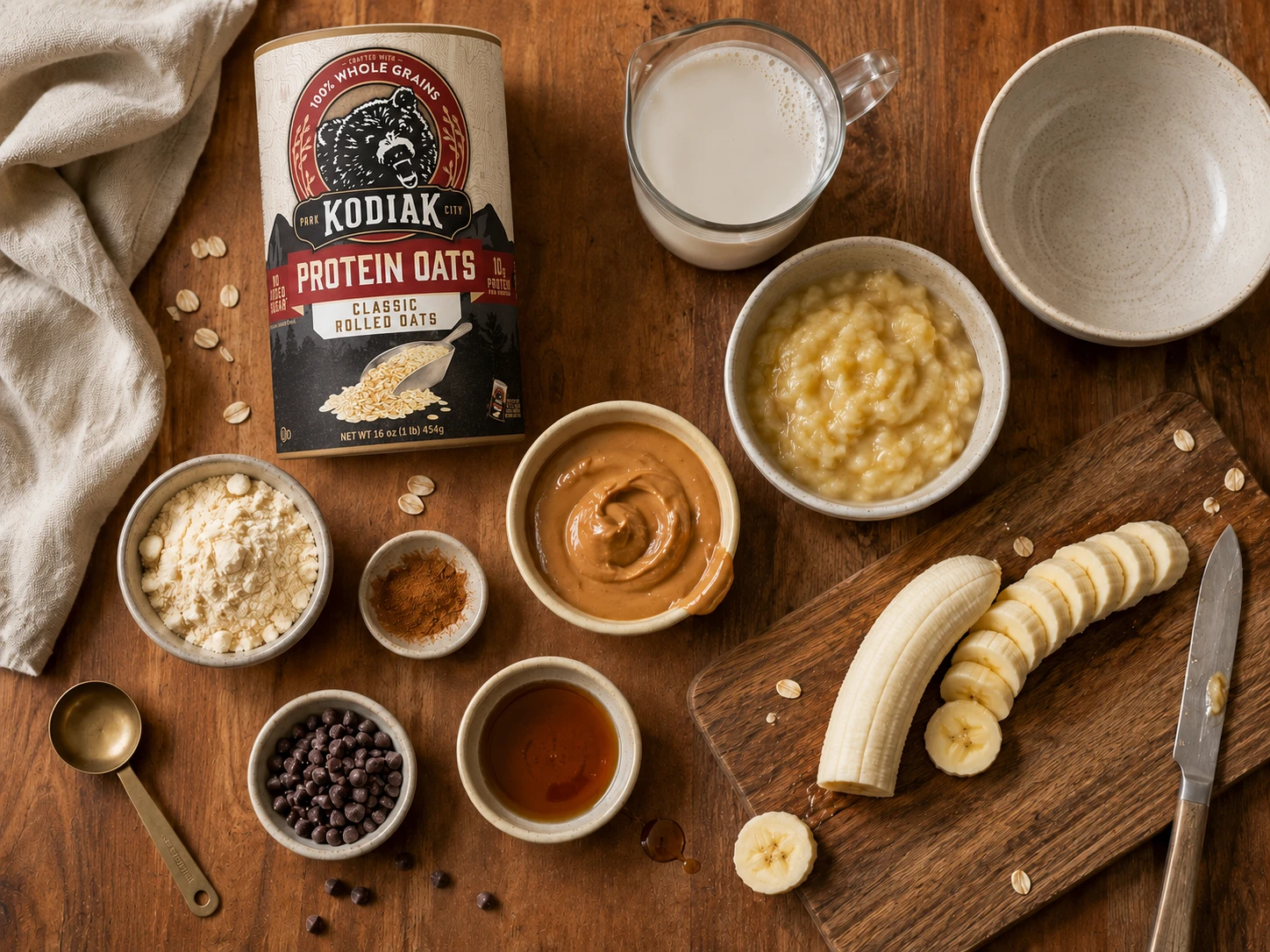 Peanut Butter Banana Protein Oats preparation